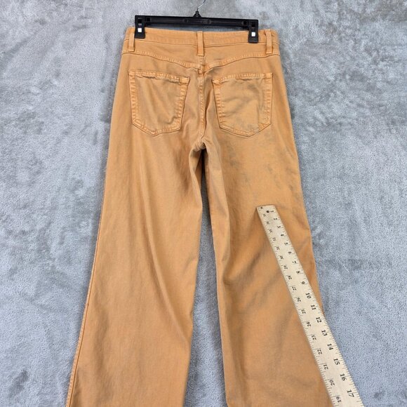 AMO Sylvia Straight Leg Pants Womens 28 Tan High Rise Button Fly Denim Flawed - Picture 13 of 16